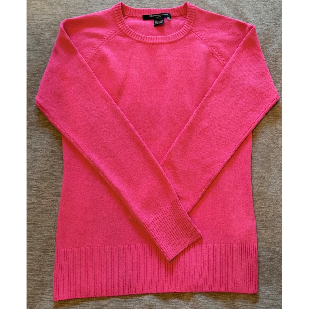 French Connection Hot Pink Crew Neck Raglan Long Sleeve Sweater Size M